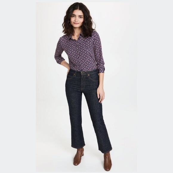 L'Agence - Harmony printed stretch chain motiff blue pink blouse - Size Small - Picture 2 of 11